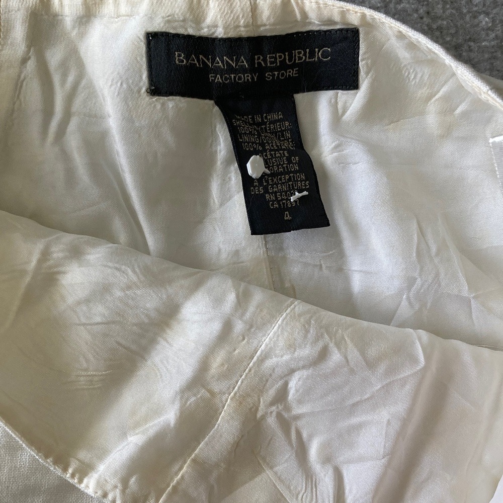Banana Republic Factory Womens White Linen Lace Hem Skirt Size 4 Classic A‎ Line - Picture 15 of 16